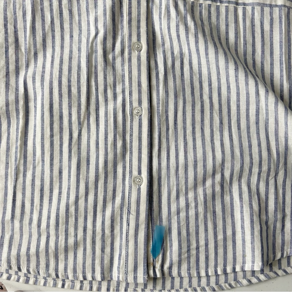 ALICE BLUE Striped Linen Blend Button Down Shirt - Picture 6 of 9